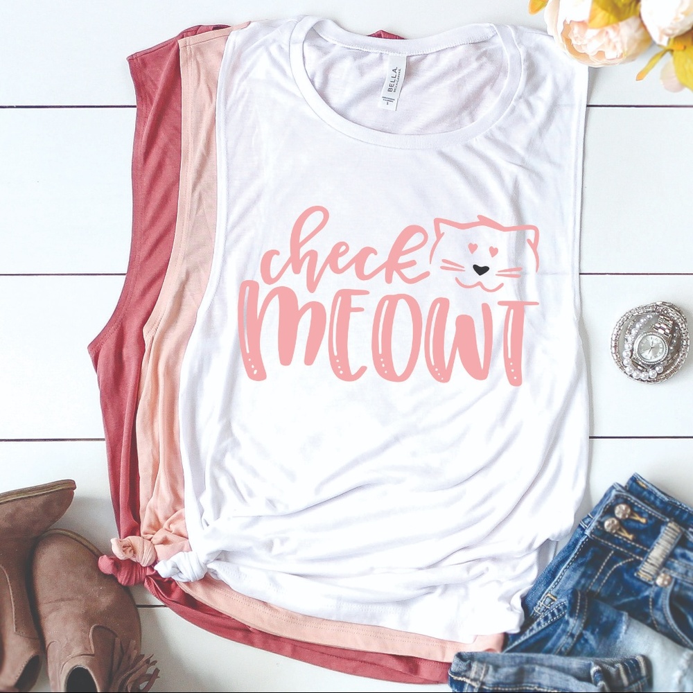 CHECK ME OUT KITTEN CAT ANIMAL LOVER MUSCLE TANK